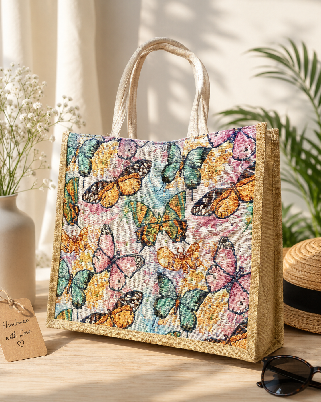 👜 Peace Love Coffee – Trendy Jute Hand Bag ☕❤️