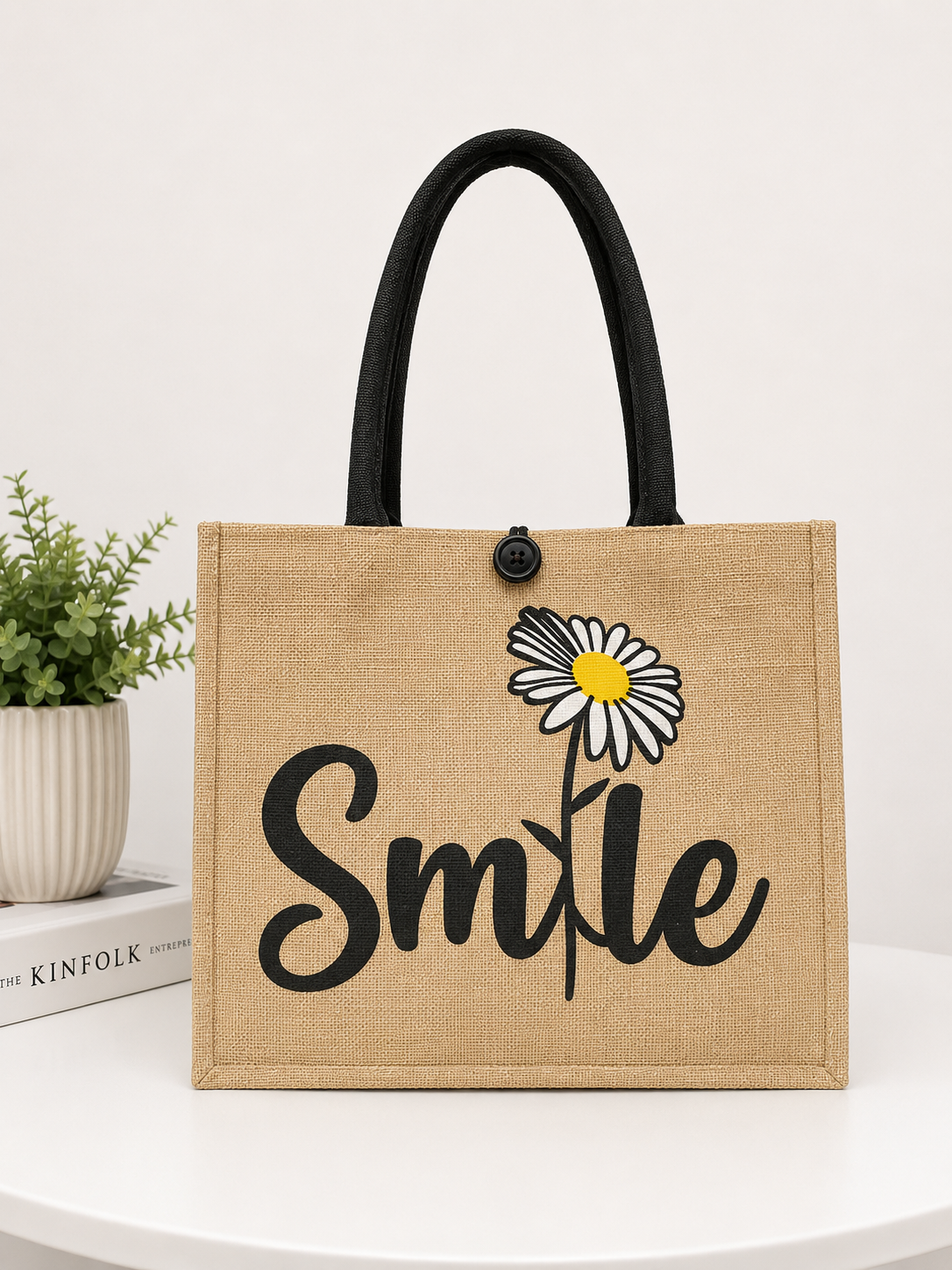 👜 Peace Love Coffee – Trendy Jute Hand Bag ☕❤️
