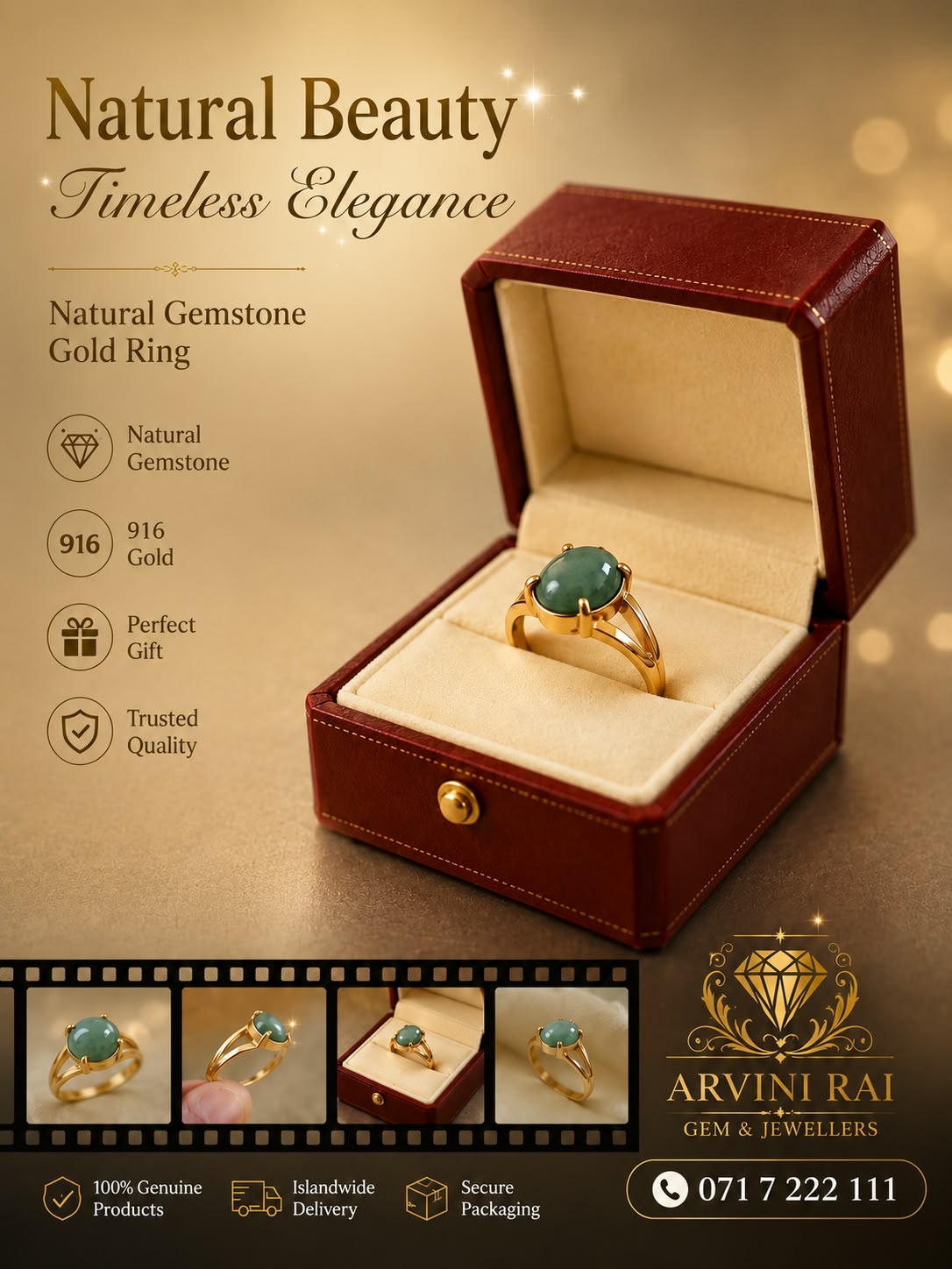NATURAL GEMSTONE GOLD RING