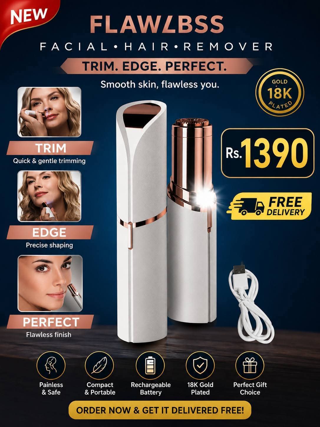 Facial Hair Remover – Rechargeable